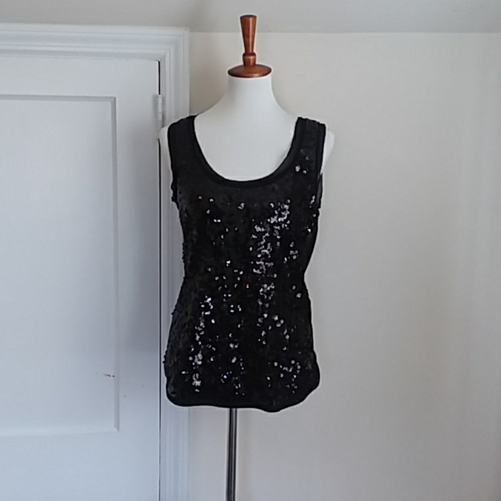 Ann Taylor Loft black sequence tank top
